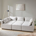 Modular Ottoman ivory-polyester