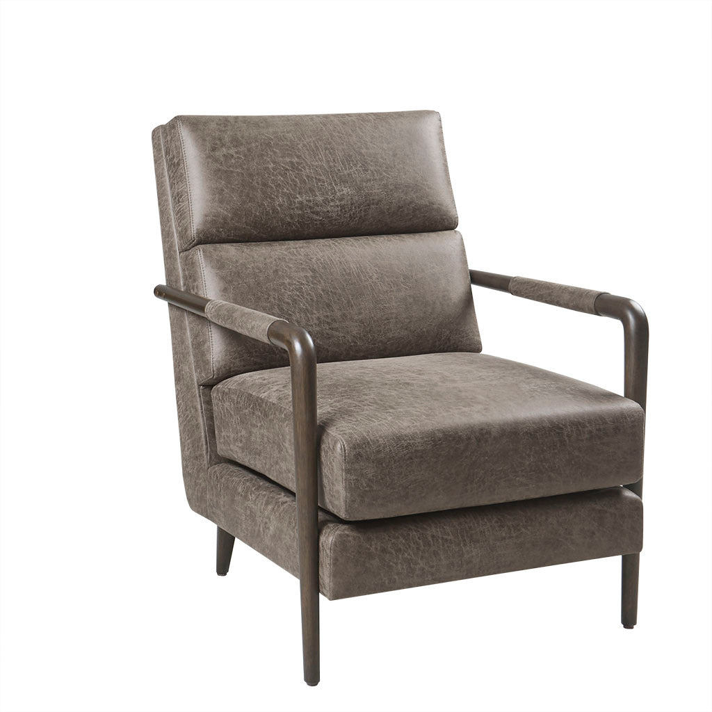 Faux Leather Channel Accent Armchair