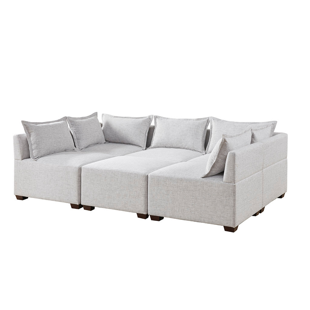 Modular Ottoman ivory-polyester