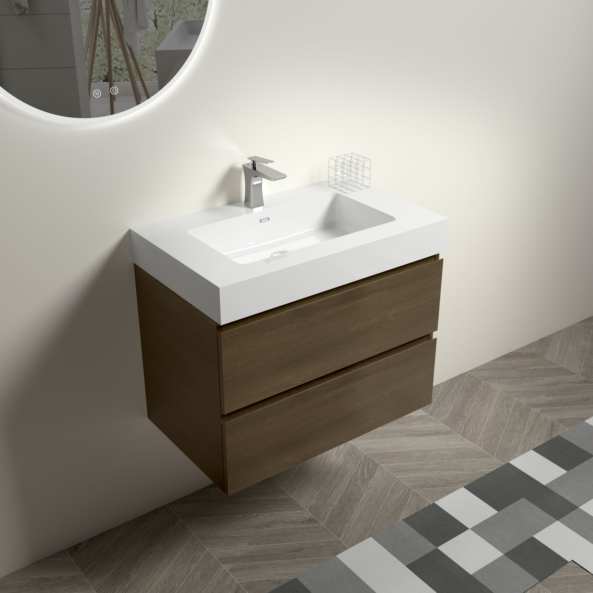 U038 Alice30 111 Alice 30" Dark Oak Bathroom Vanity dark oak-melamine