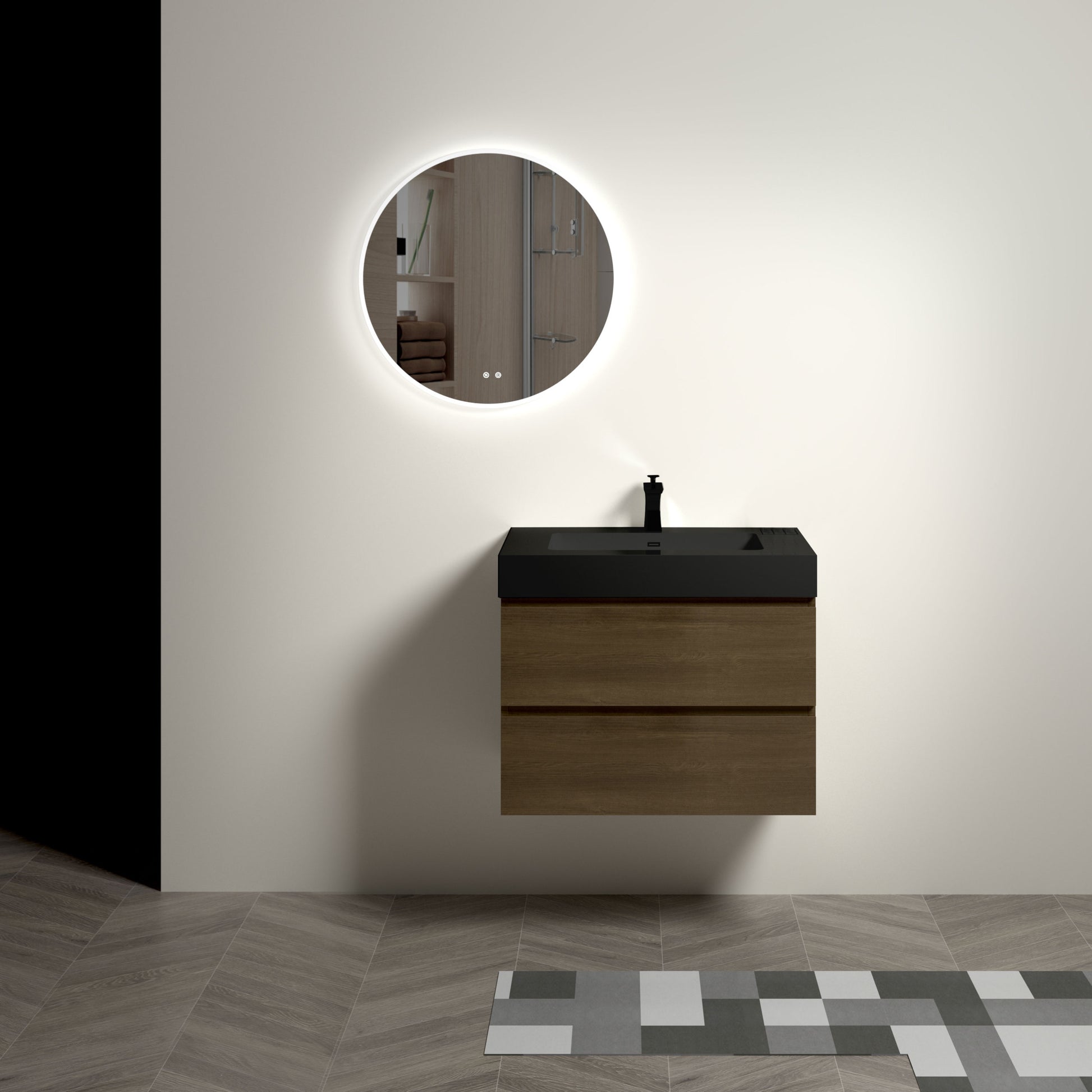 U044 Alice30 111 Alice 30" Dark Oak Bathroom Vanity dark oak-melamine