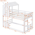 Twin over Twin Bunk Bed with Roof and Window, with white-solid wood+mdf