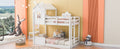 Twin over Twin Bunk Bed with Roof and Window, with white-solid wood+mdf