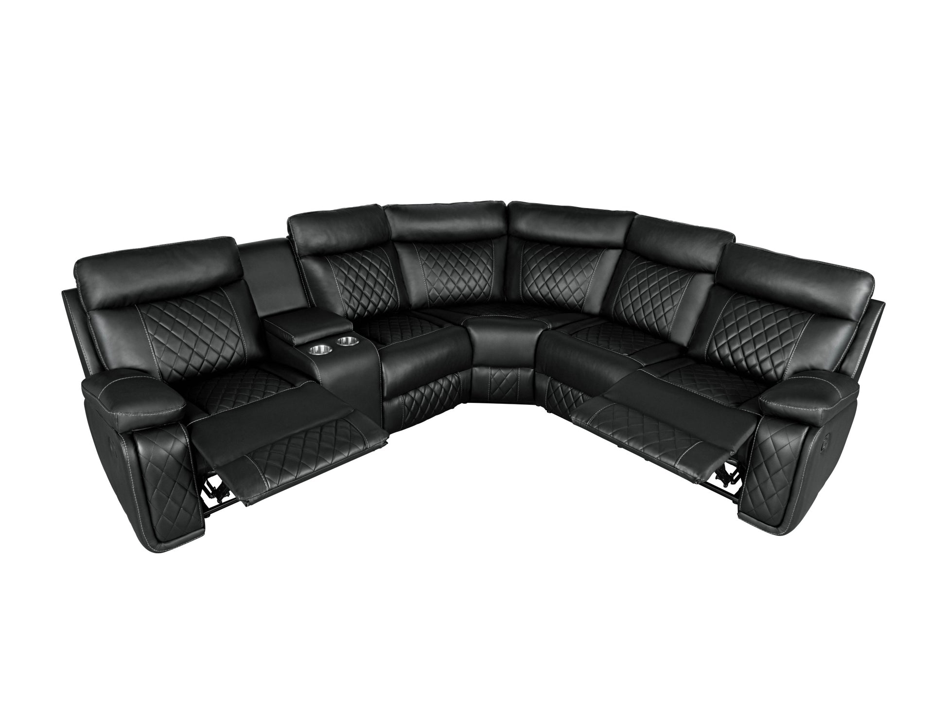 Home Theater Seating Manual Recliner with Cup Holder black-foam-pu