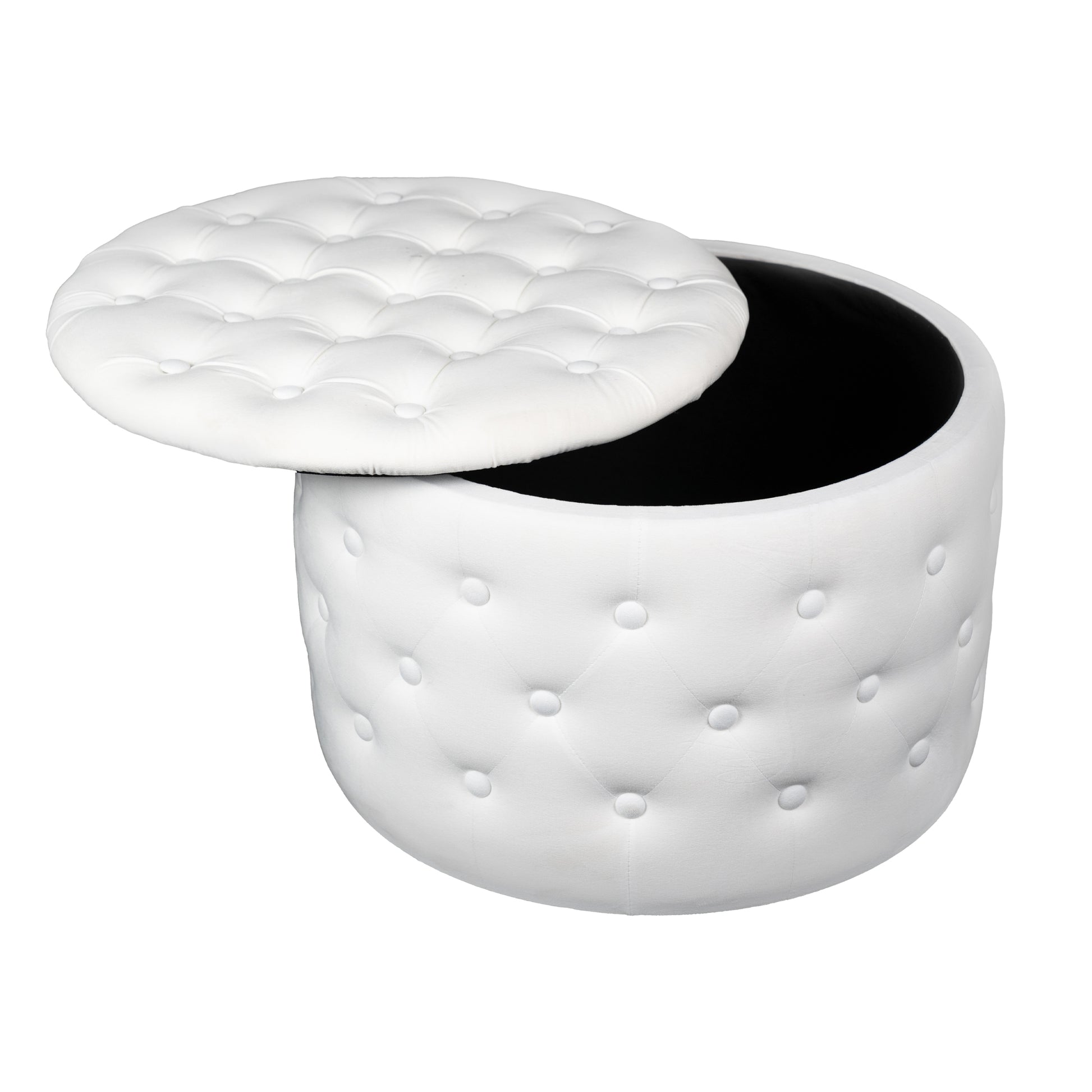 Round Velvet upholstered Storage Ottoman,Footrest