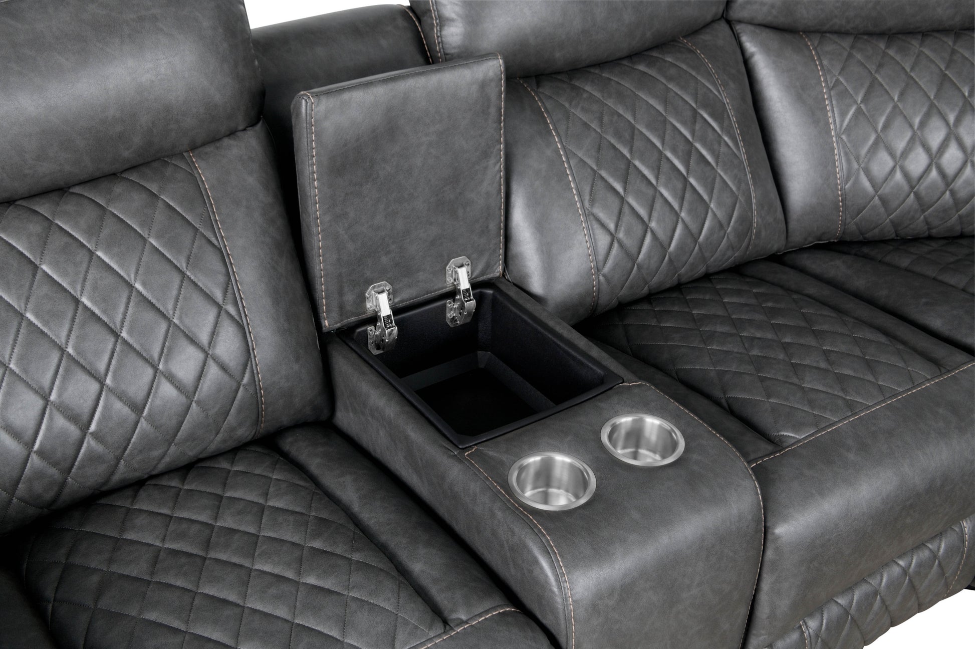 Home Theater Seating Manual Recliner with Cup Holder gray-foam-pu