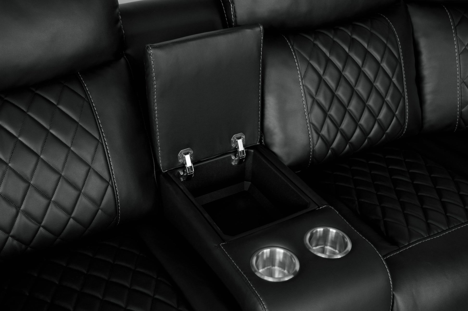 Home Theater Seating Manual Recliner with Cup Holder black-foam-pu