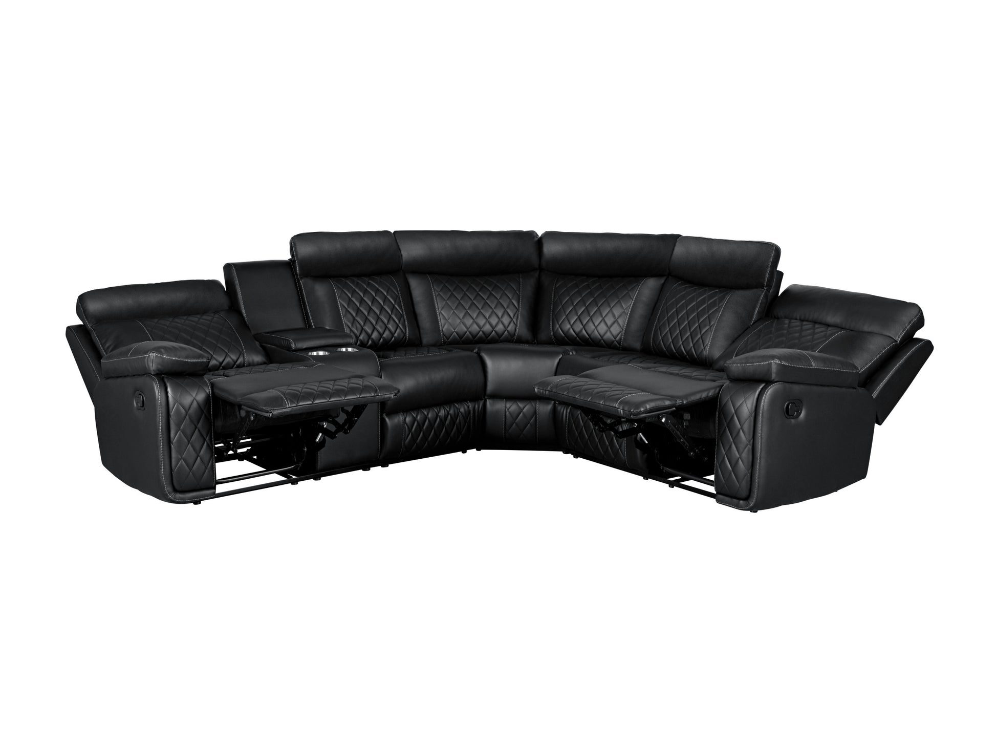 Home Theater Seating Manual Recliner with Cup Holder black-foam-pu