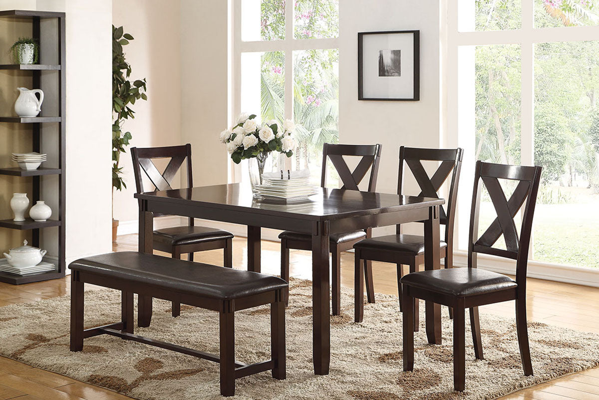 Dining Room Furniture Casual Modern 6pc Set Dining brown-wood-dining room-bench