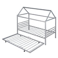 Twin Size Metal House Shape Platform Bed with twin-silver-metal-bedroom-bed frame-metal