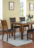 Contemporary Dining 6pc Set Table w 4x Side Chairs And brown-wood-dining room-bench