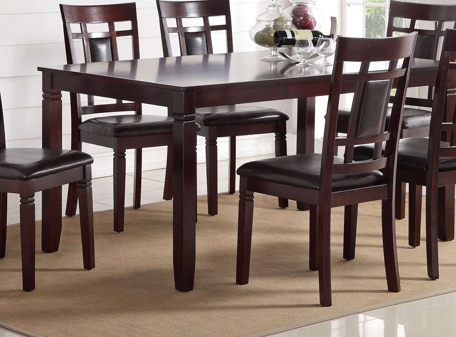 Modern Contemporary 7pc Dining Set Espresso Finish brown-wood-dining room-birch-rectangular-dining