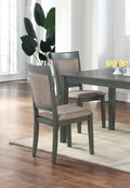 5pc Dining Room Set Dining Table w wooden Top Cushion gray-wood-dining