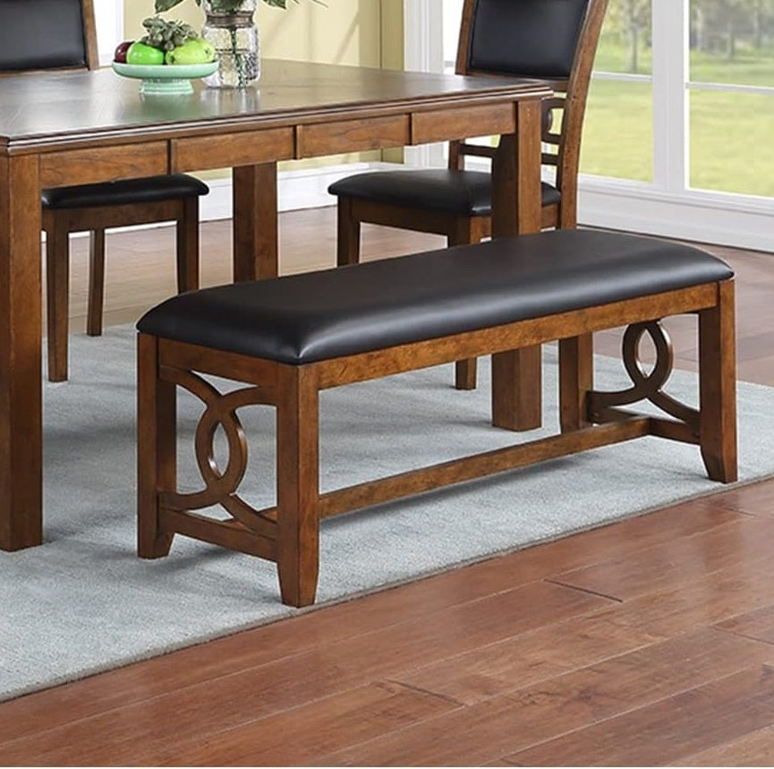 Contemporary Dining 6pc Set Table w 4x Side Chairs And brown-wood-dining room-bench