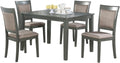 5pc Dining Room Set Dining Table w wooden Top Cushion gray-wood-dining