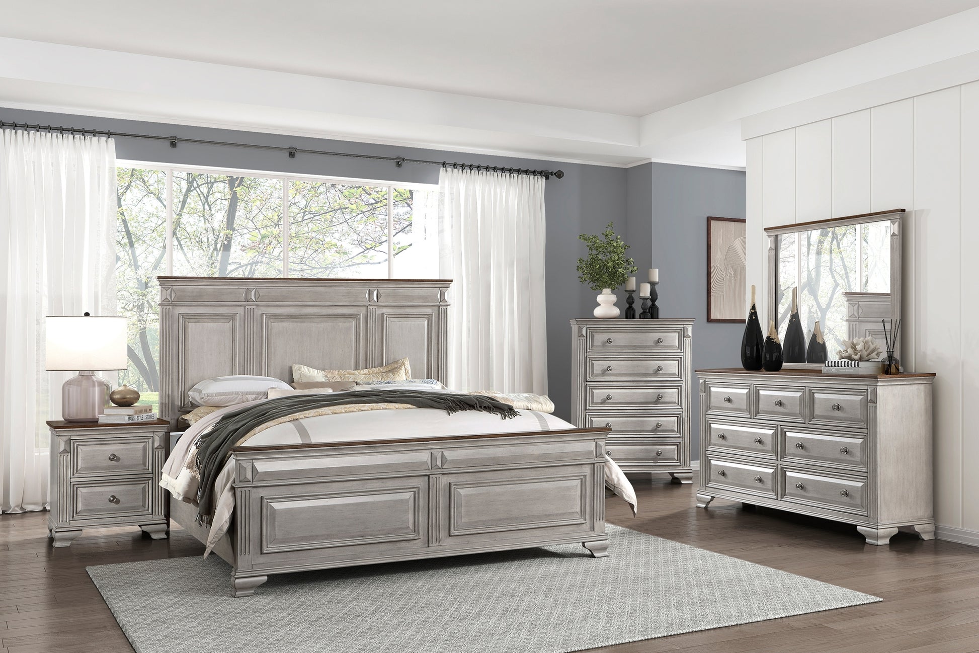 Traditional Two Tone Bedroom Furniture 1pc