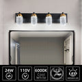 Vanity Lights With 4 LED Bulbs For Bathroom Lighting black-glass