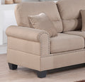 Sand Polyfiber Linen Like Fabric 2pc Sofa Set Sofa And desert sand-linen-wood-primary living