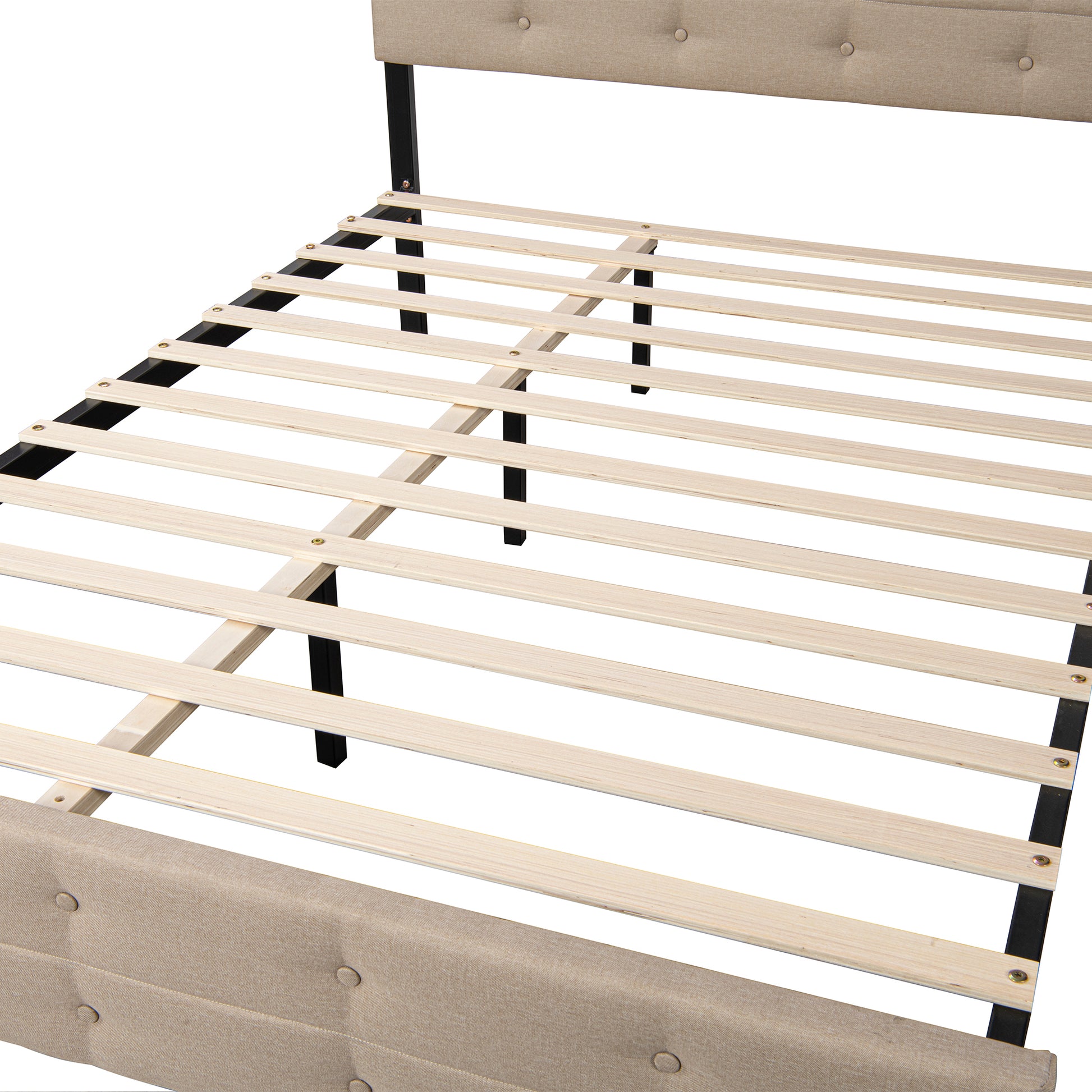 Queen Size Upholstered Platform Bed With Twin