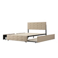 Queen Size Upholstered Platform Bed With Twin