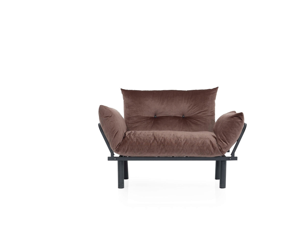 Sona Futon Love Seat brown-metal-metal