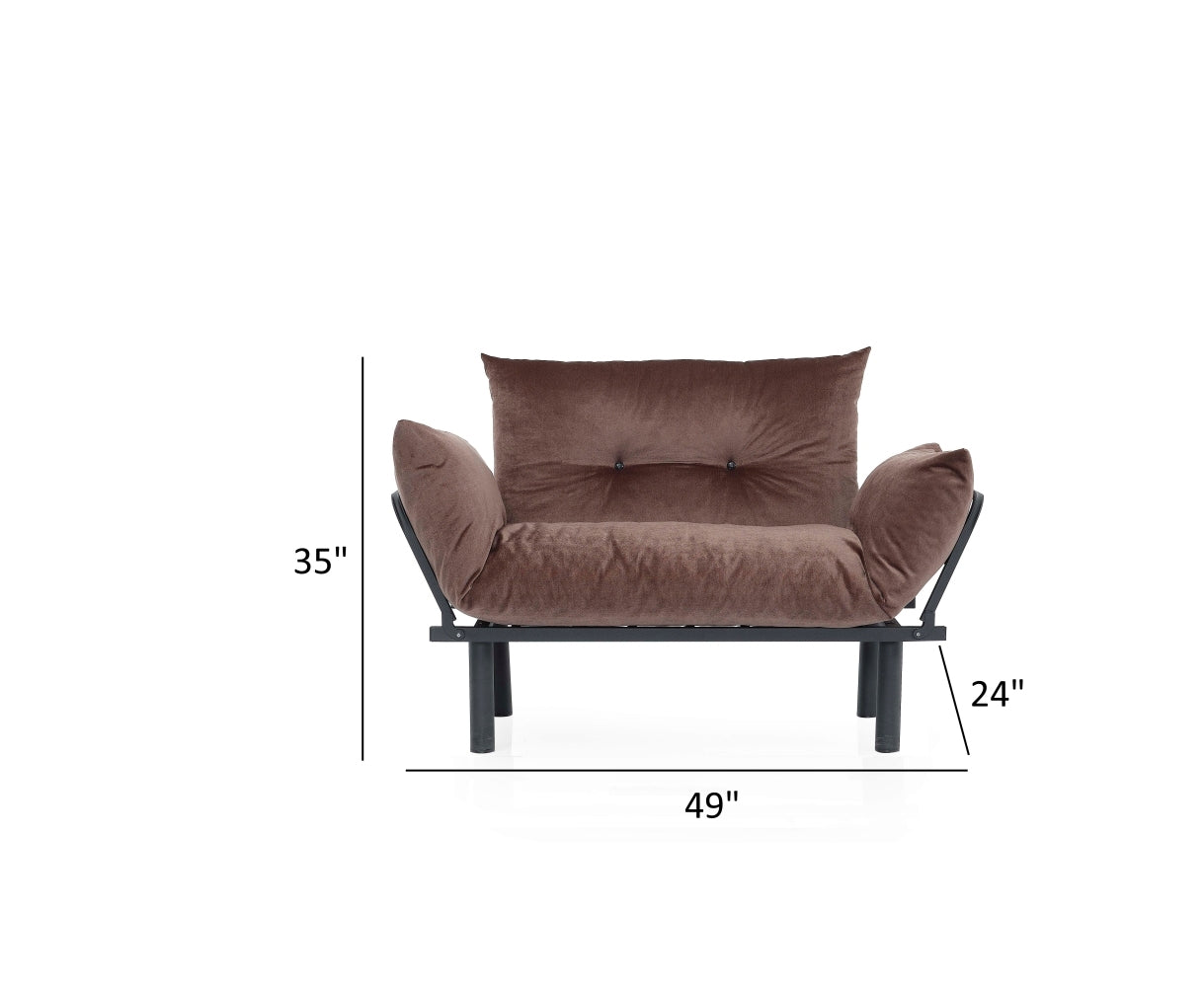 Sona Futon Love Seat brown-metal-metal