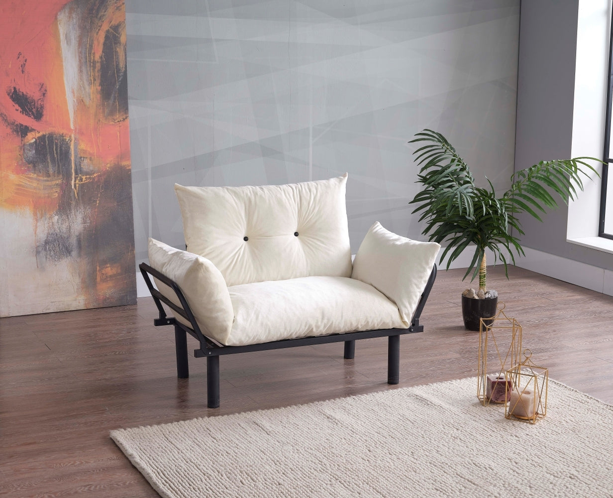 Sona Futon Love Seat cream-metal-metal