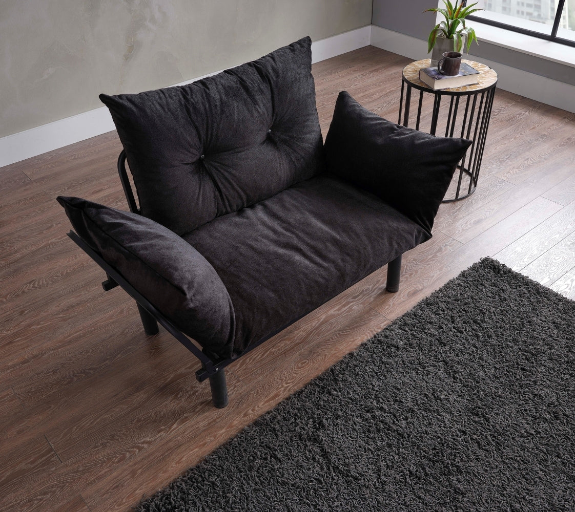 Sona Futon Love Seat black-metal-metal