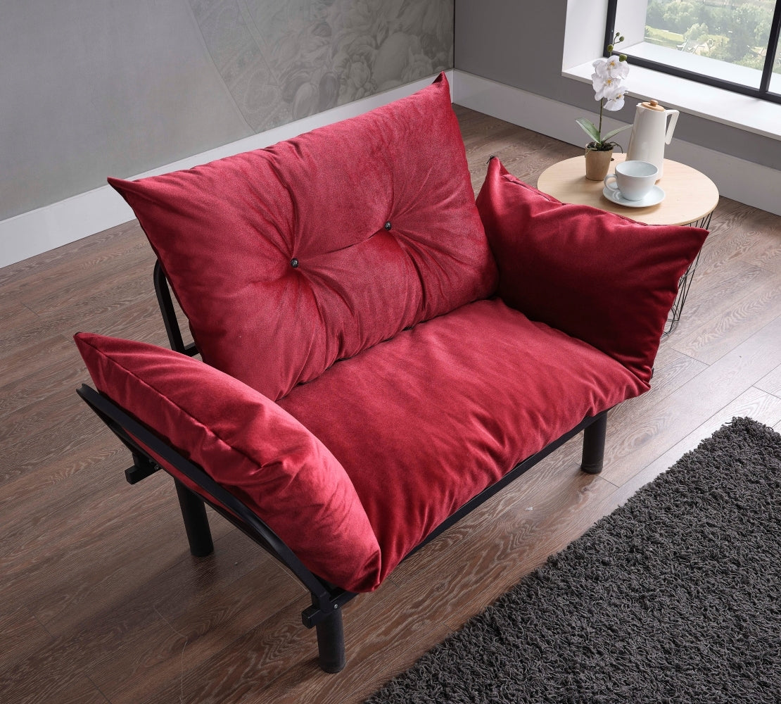 Sona Futon Love Seat red-metal-metal