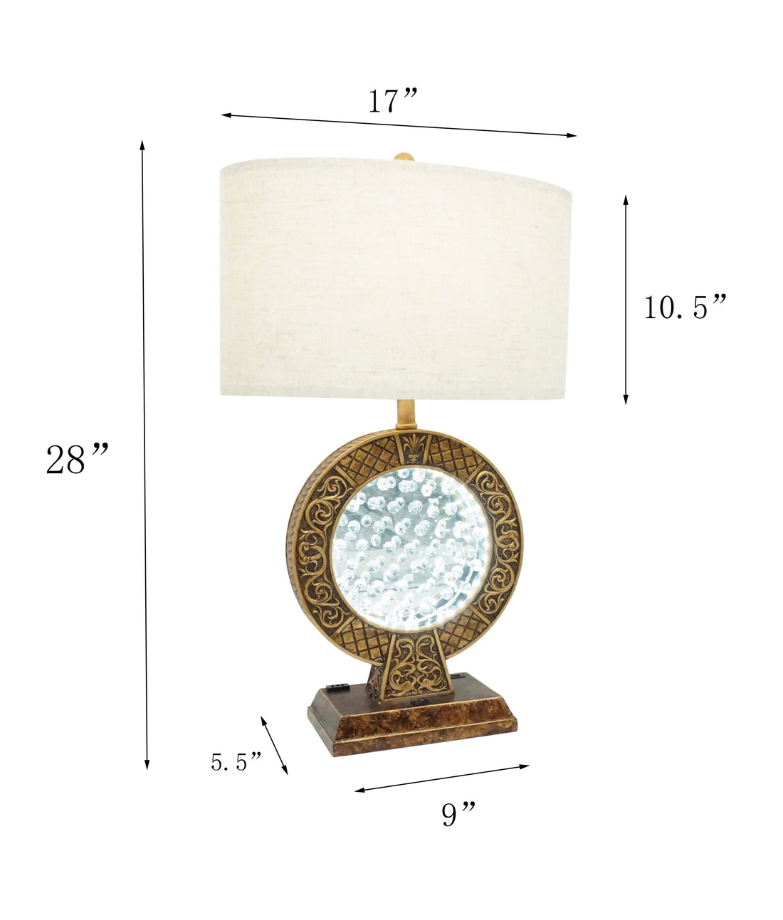 28" Antique polyresin Table Lamp With Floating