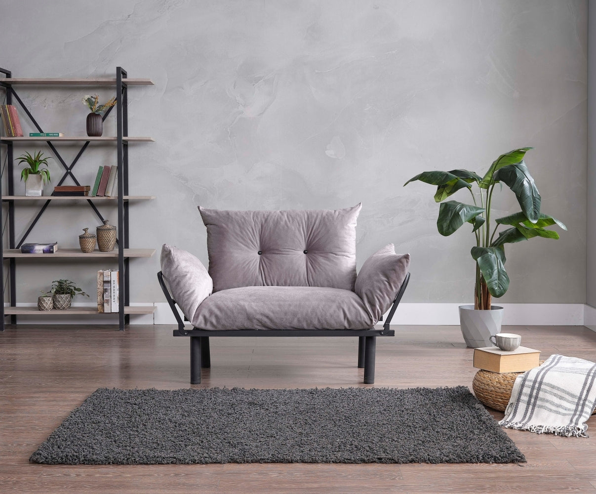 Sona Futon Love Seat gray-metal-metal