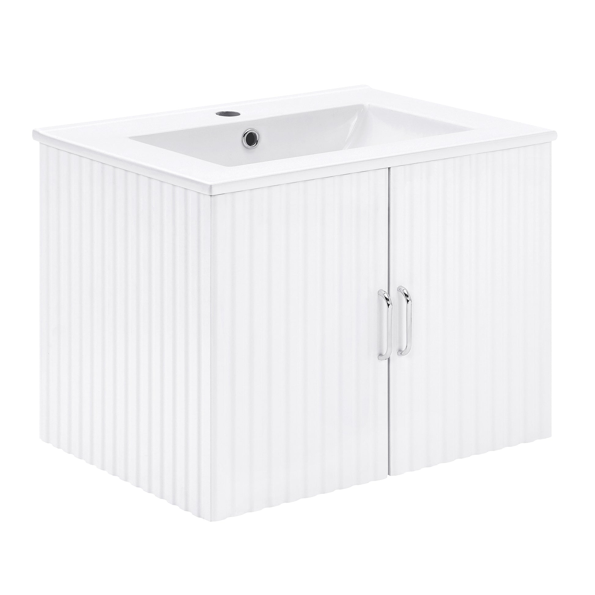 24" Floating Wall Mounted Bathroom Vanity with White white-ceramic+mdf