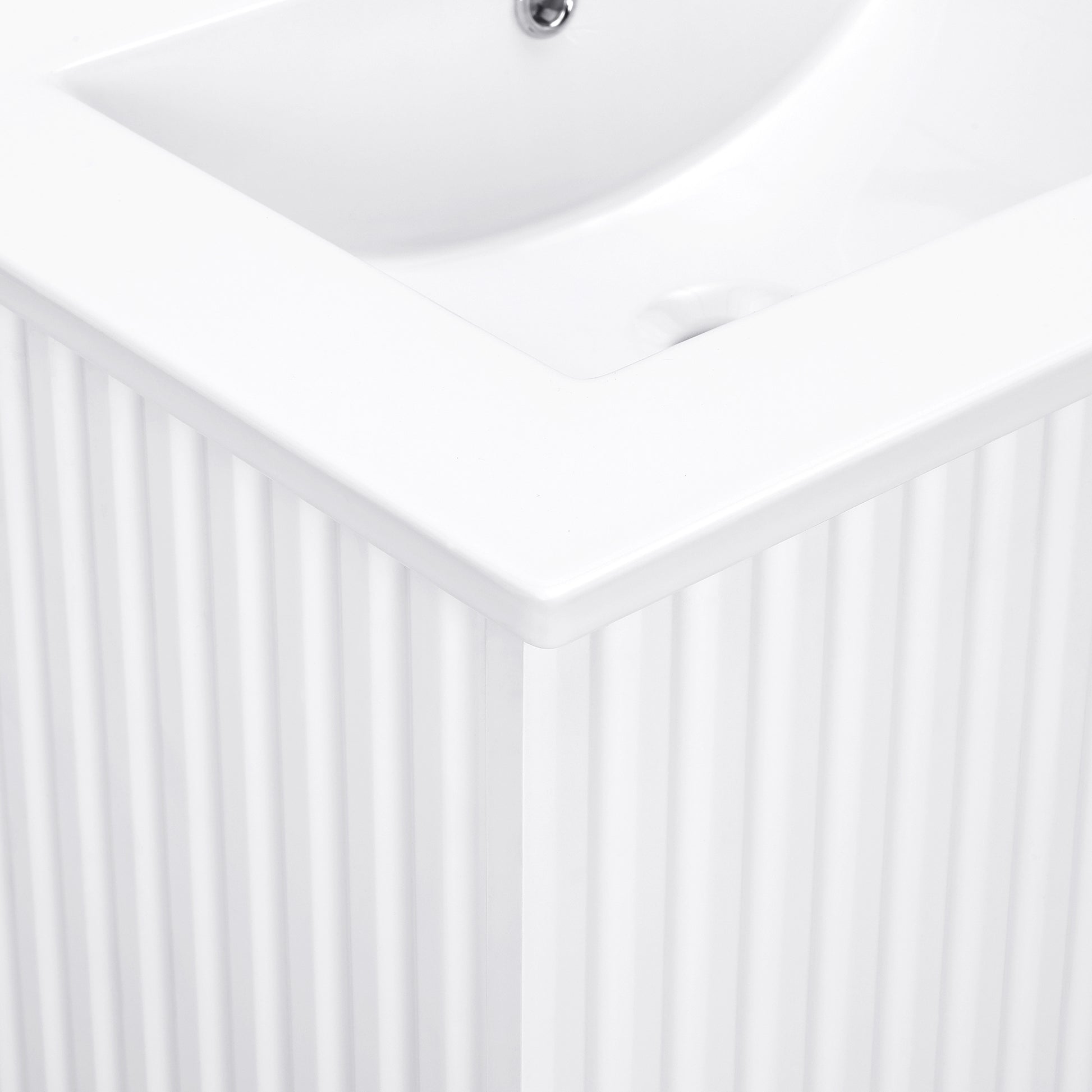 24" Floating Wall Mounted Bathroom Vanity with White white-ceramic+mdf