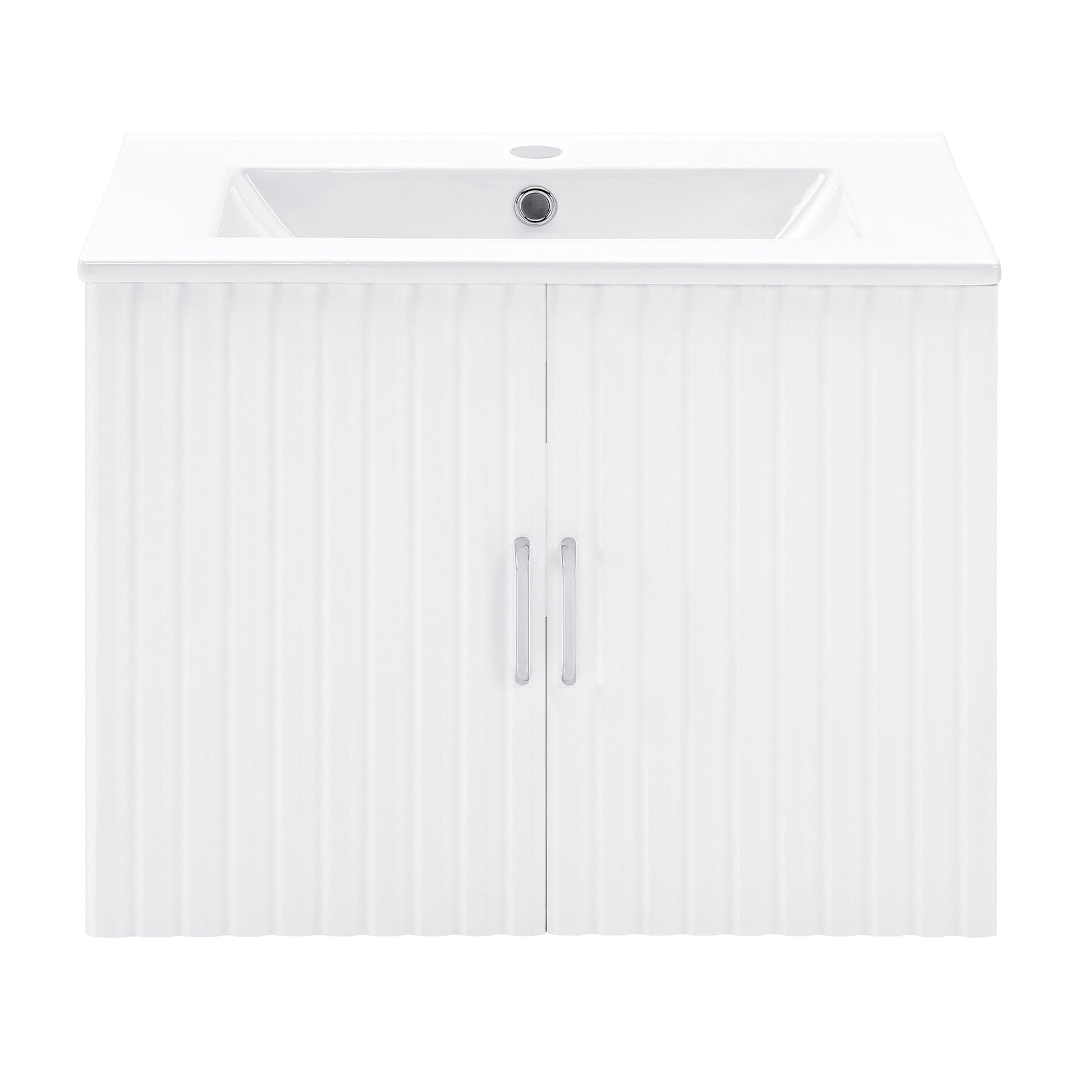 24" Floating Wall Mounted Bathroom Vanity with White white-ceramic+mdf