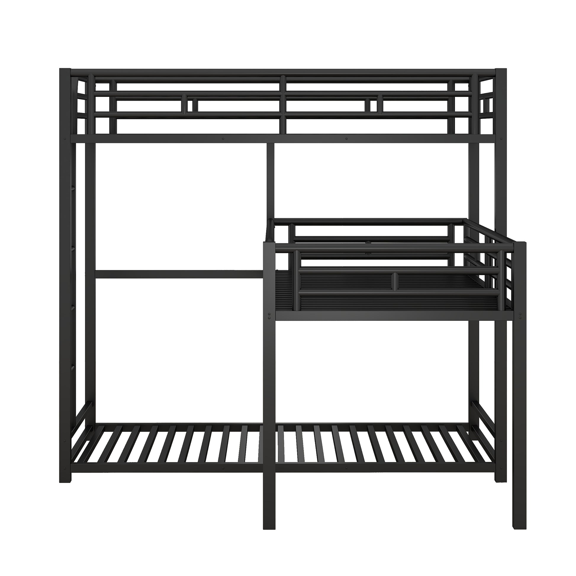 L Shaped Metal Triple Twin Size Bunk Bed, Black