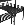 L Shaped Metal Triple Twin Size Bunk Bed, Black