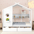 Wooden Full Size House Bed With 2 Drawers,Kids