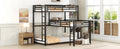 L Shaped Metal Triple Twin Size Bunk Bed, Black