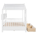 Wooden Full Size House Bed With 2 Drawers,Kids