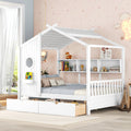 Wooden Full Size House Bed With 2 Drawers,Kids