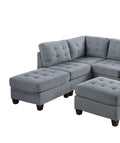 Contemporary Modular Sectional 7pc Set Living Room gray-linen-primary living space-tufted