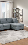 Modular Sectional 6pc Set Living Room Furniture U gray-linen-primary living space-tufted