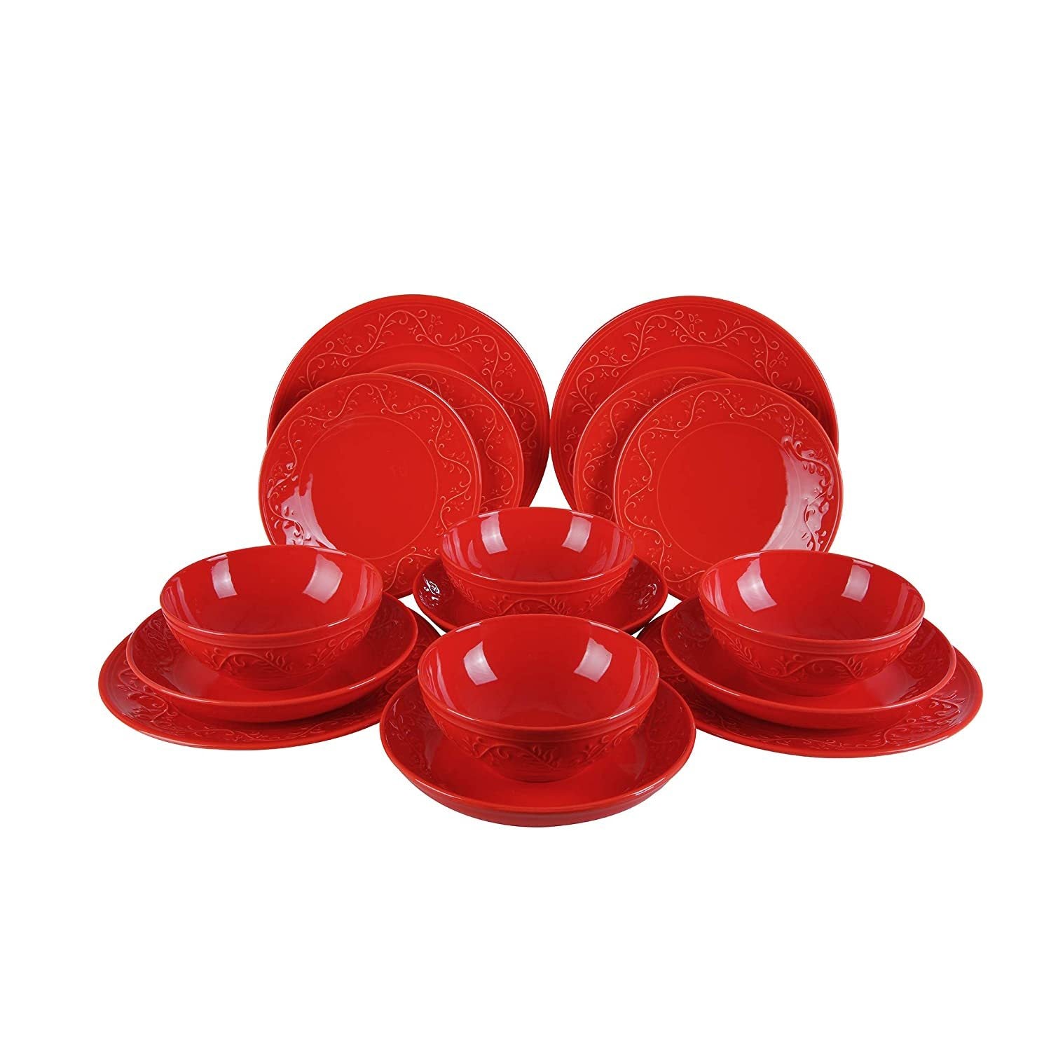 Fulya 16 Pieces Dinnerware Set red-porcelain