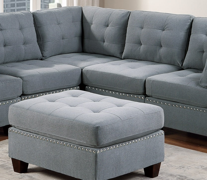 Modular Sectional 6pc Set Living Room Furniture Corner gray-primary living space-tufted