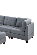 Contemporary Modular Sectional 6pc Set Living Room gray-linen-primary living space-tufted