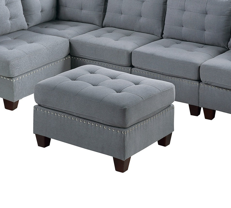 Living Room Furniture Tufted Ottoman Grey Linen Like grey-linen-primary living