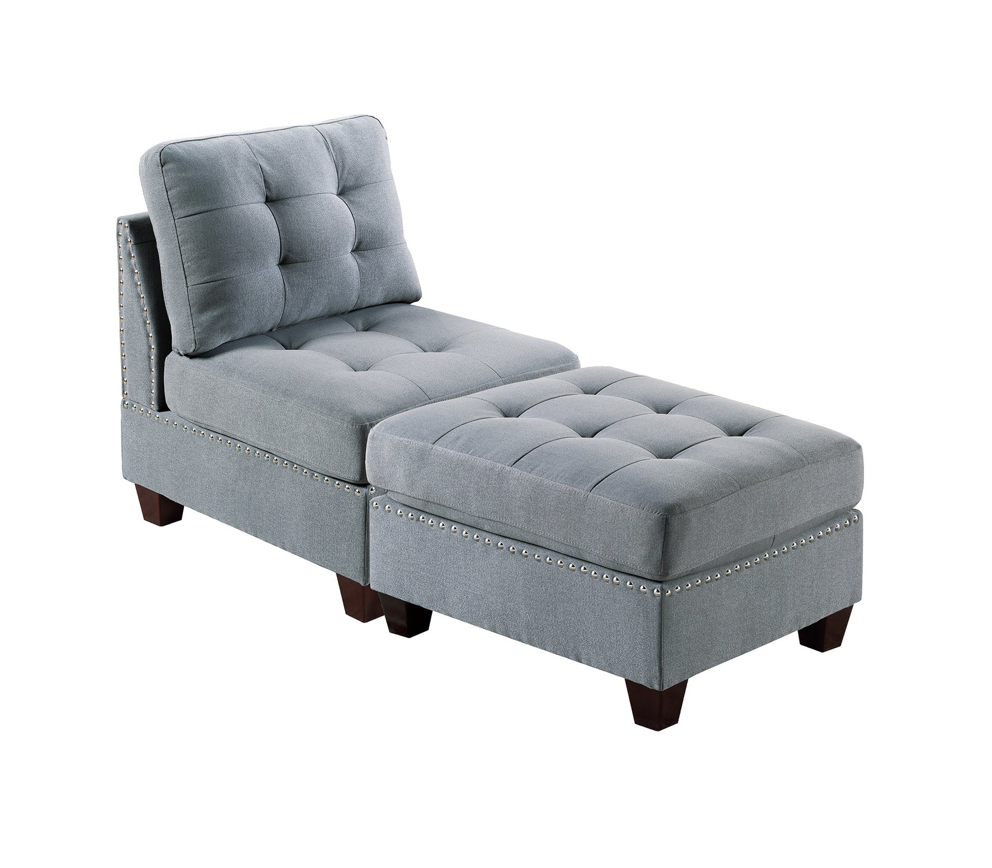 Living Room Furniture Tufted Ottoman Grey Linen Like grey-linen-primary living