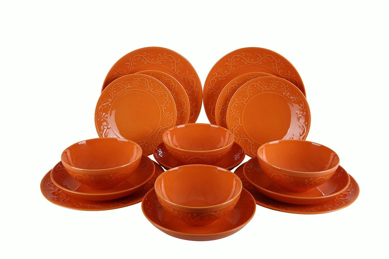 Fulya 16 Pieces Dinnerware Set orange-porcelain