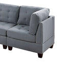 Contemporary Modular Sectional 7pc Set Living Room gray-linen-primary living space-tufted