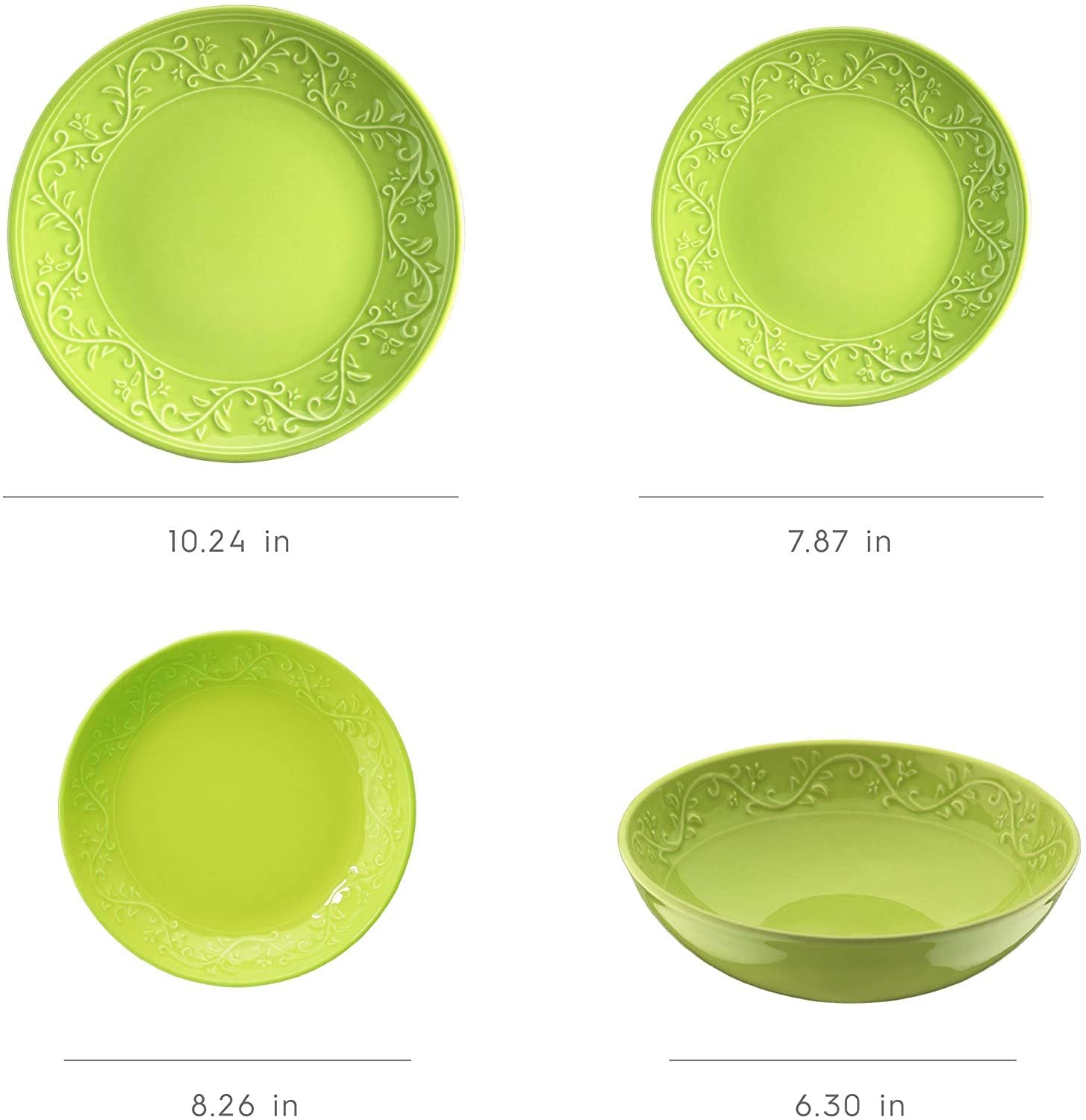 Fulya 16 Pieces Dinnerware Set green-porcelain